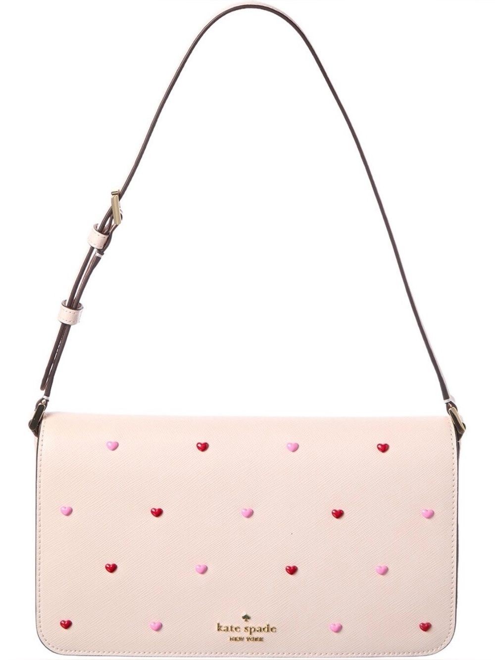 Kate Spade Staci heart stud pink leather shoulder bag NWOT